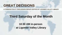 Great Decisions on 3rd Saturday at 10:30AM Great Decisions graphic